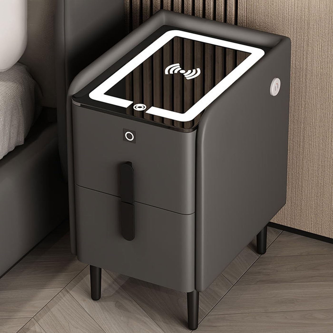 Amazon｜スマートテーブル ベッドサイドテーブル 充電ステーション付き